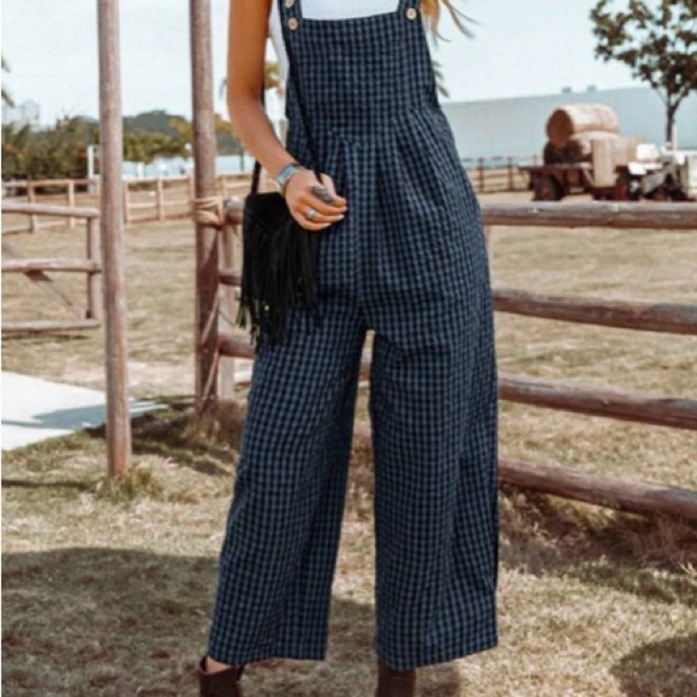 Blue Checkered Overalls